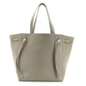 CELINE Cabas Phantom Taupe Cream Beige Shoulder Tote Bag Greige Gray Leather